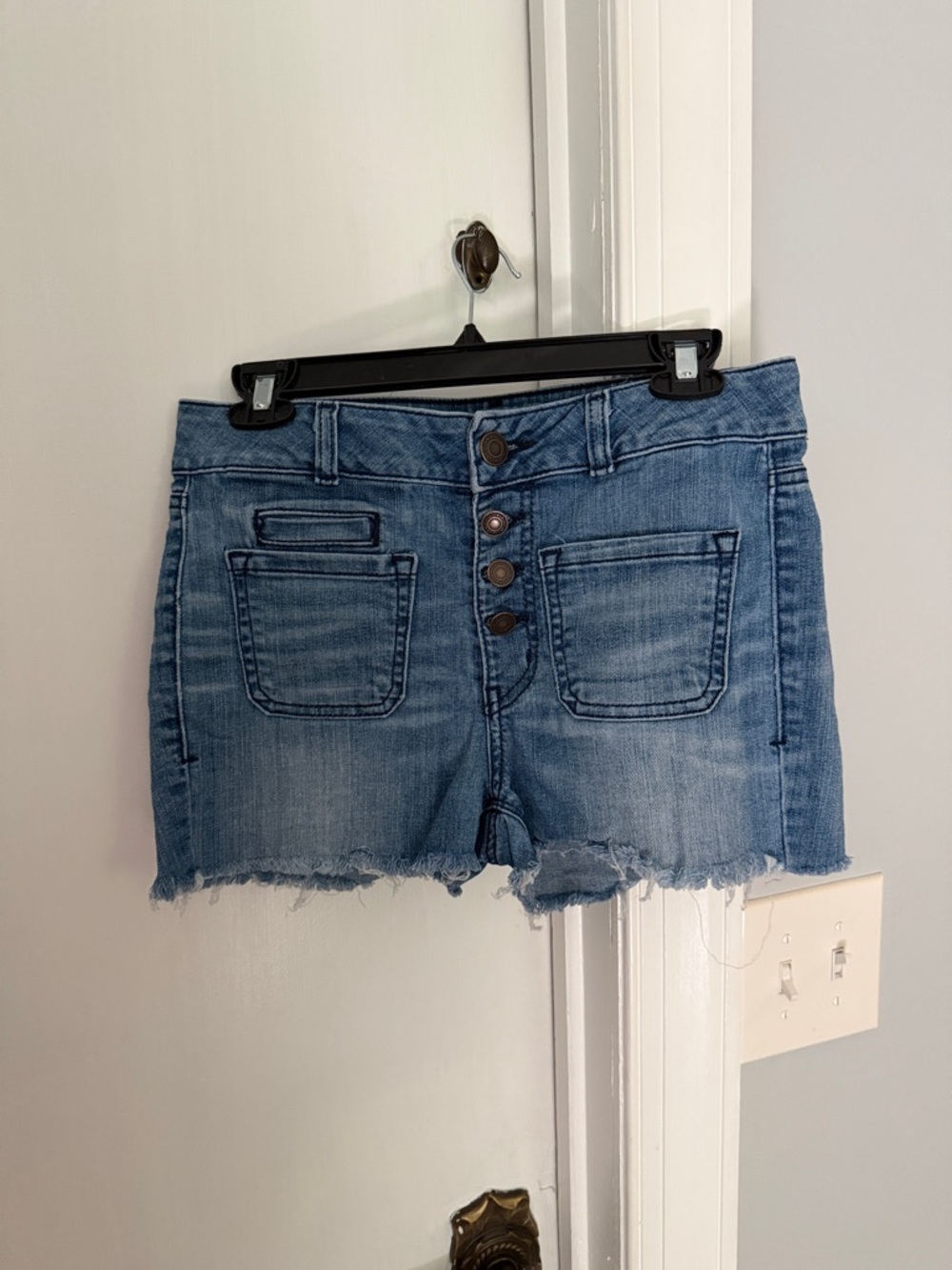 American Eagle Outfitters Button-Front Light Blue Denim Shorts